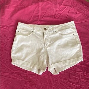 Faded Glory White Jean Shorts Mid-Rise Cuffed Hem